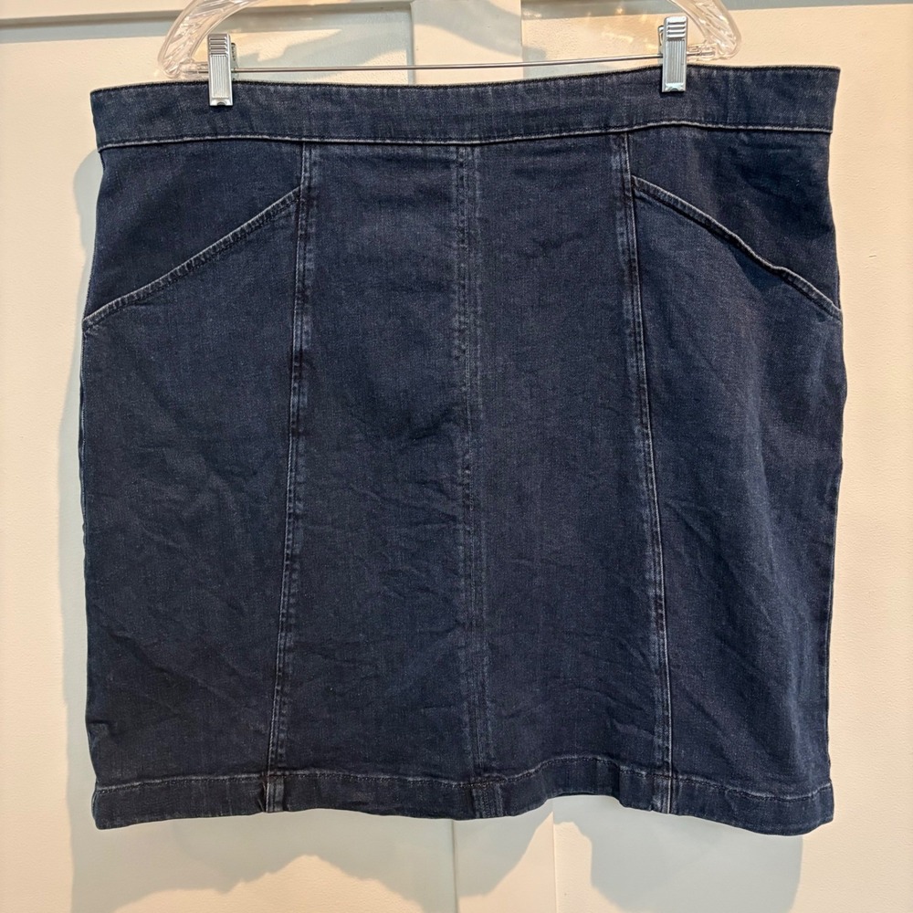 Boden Denim Skirt Womens 20 22L Dark Wash A-Line Above Knee Stretch Pockets - Picture 4 of 11